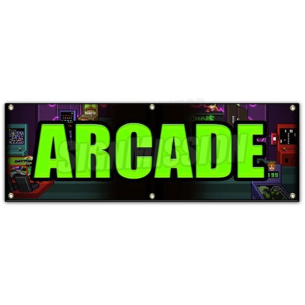 ARCADE BANNER SIGN video pinball skeeball bowling games shooting play